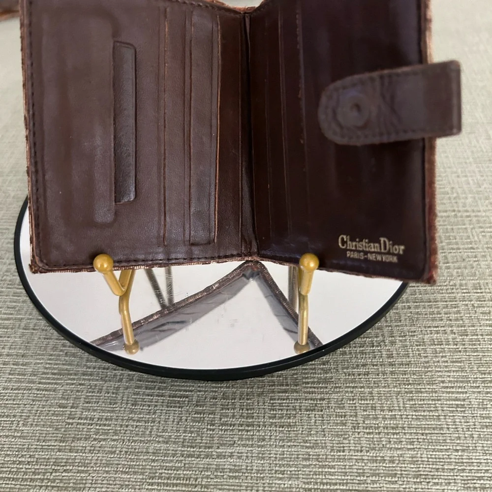 Dior Brown and Cream Monogram Wallet